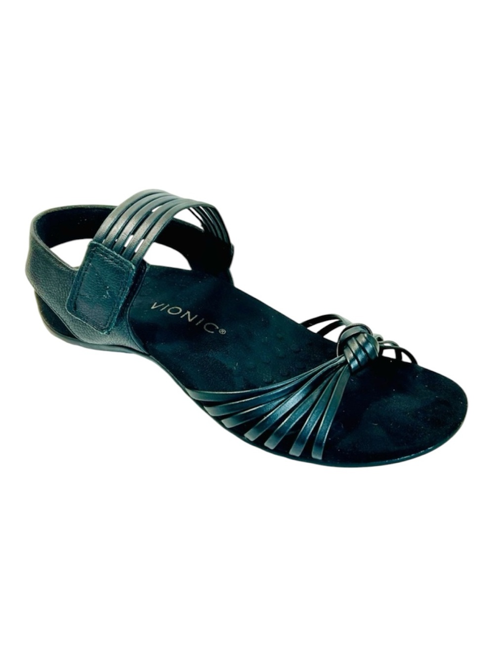 Vionic Talulah Black Leather Strappy Sandal size 8